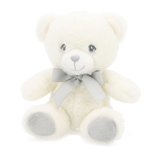 Keeleco Baby White And Grey Bear With Ribbon (15cm)