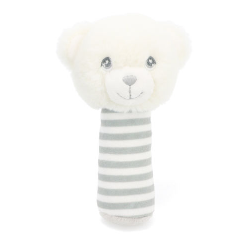 Keeleco Baby White And Grey Bear Stick Rattle