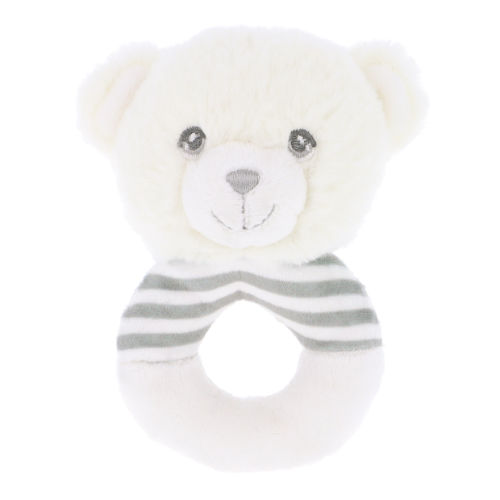 Keeleco Baby White And Grey Bear Ring Rattle